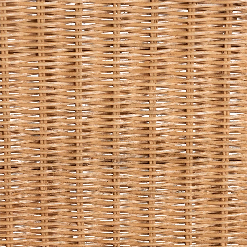 Pemberly Row 5-Piece Natural Rattan Dining Set in Honey with Scalloped Table