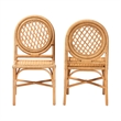 Pemberly Row Natural Rattan Dining Chair Set of 2 with Round Lattice Back