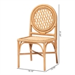 Pemberly Row Natural Rattan Dining Chair Set of 2 with Round Lattice Back