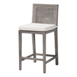 Pemberly Row Grey Rattan Counter Stool with Mahogany Frame and Footrest