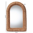 Pemberly Row Natural Rattan Arched Wall Mirror with Woven Pole Frame