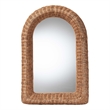 Pemberly Row Natural Rattan Arched Wall Mirror with Woven Pole Frame