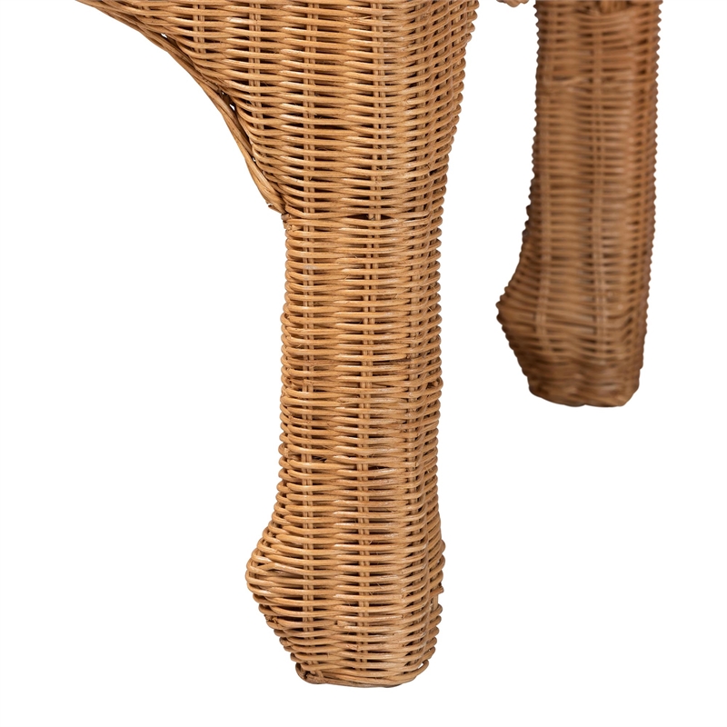 Pemberly Row Natural Rattan Ming-Style Coffee Table with Flared Edges