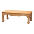 Pemberly Row Natural Rattan Ming-Style Coffee Table with Flared Edges