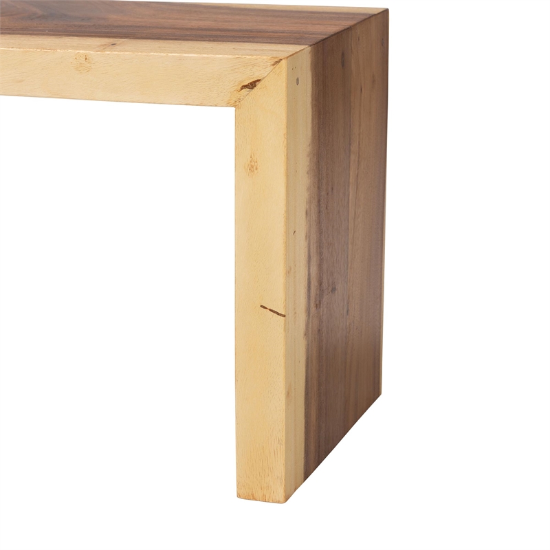 Pemberly Row Hand-Carved Solid Suar Wood Accent Bench with Sleek Profile