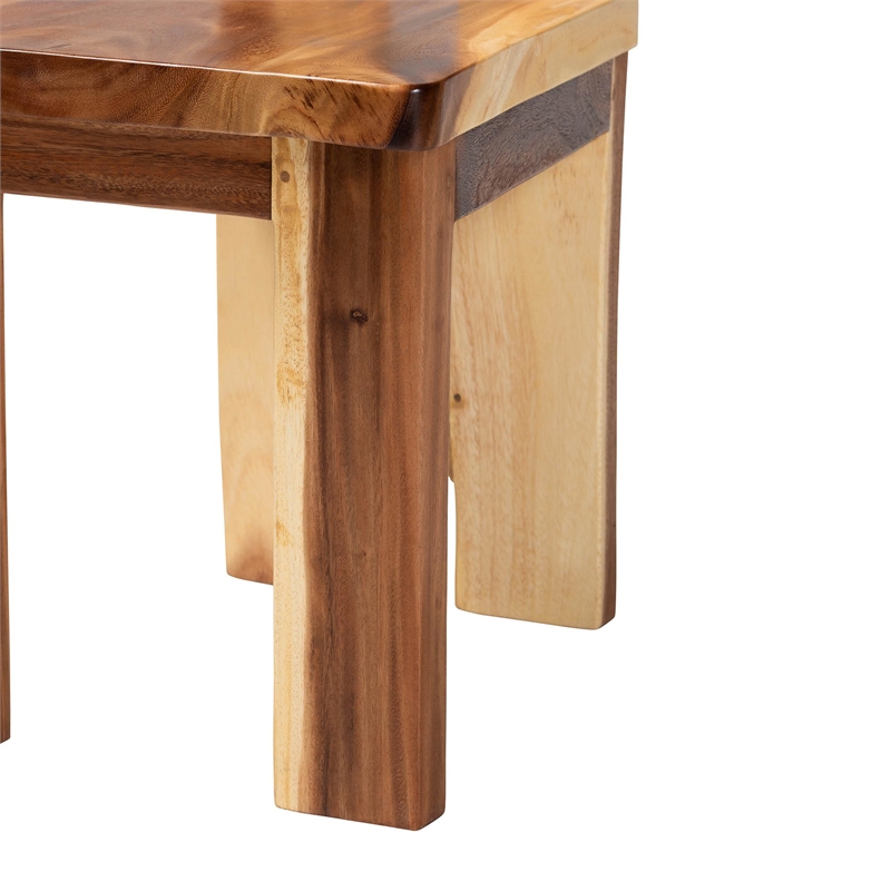 Pemberly Row Solid Suar Wood Dining Chair Set of 2 with Split Back Design