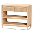Pemberly Row Japandi Rattan Console Table with 2 Drawers and 2 Shelves