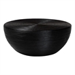 Pemberly Row Laminated Natural Rattan Round Drum Coffee Table