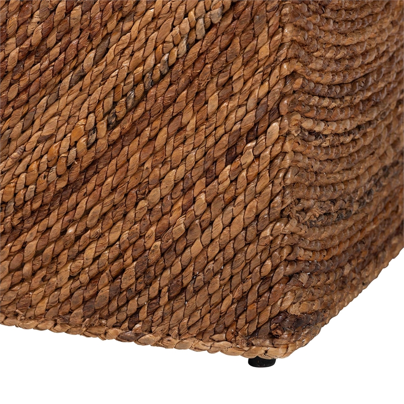 Pemberly Row Handwoven Seagrass Storage Bench with Spiral Design and Lid