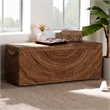 Pemberly Row Handwoven Seagrass Storage Bench with Spiral Design and Lid