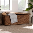 Pemberly Row Handwoven Seagrass Storage Bench with Spiral Design and Lid