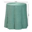 Pemberly Row Natural Rattan Round Scalloped Console Table with Metal Frame