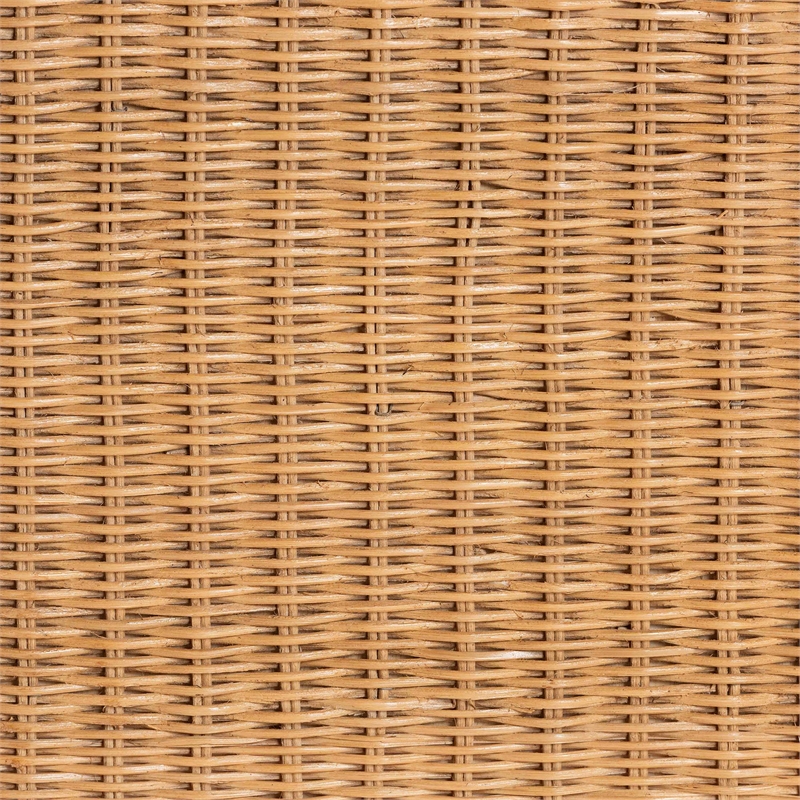 Pemberly Row Rectangular Scalloped Rattan Ottoman with Removable Cushion