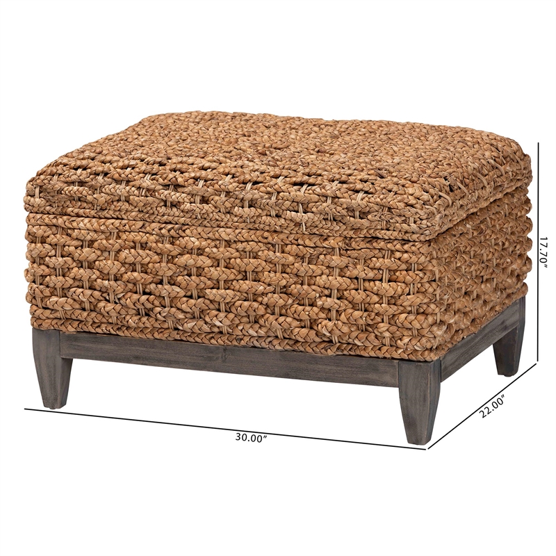 Pemberly Row Seagrass Basketweave Storage Ottoman with Lift-Top and Legs