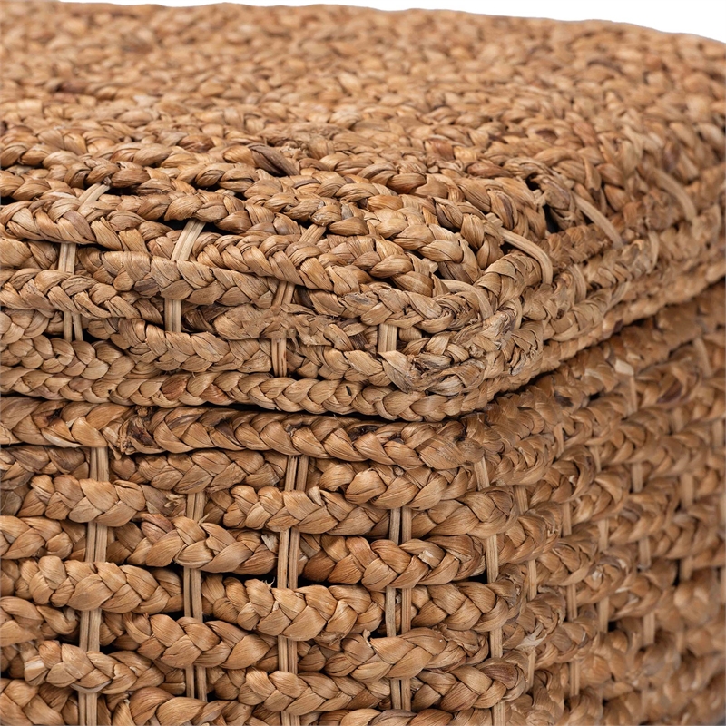 Pemberly Row Seagrass Basketweave Storage Ottoman with Lift-Top and Legs