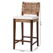 Pemberly Row Handwoven Seagrass Bar Stool with Mahogany Frame and Footrest