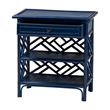 Pemberly Row Chippendale-Style Rattan Nightstand with Drawer and 2 Shelves