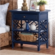 Pemberly Row Chippendale-Style Rattan Nightstand with Drawer and 2 Shelves