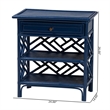 Pemberly Row Chippendale-Style Rattan Nightstand with Drawer and 2 Shelves
