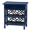 Pemberly Row Chippendale-Style Rattan Nightstand with Drawer and 2 Shelves