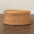 Pemberly Row Round Natural Rattan Coffee Table with Tapered Sides