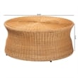 Pemberly Row Round Natural Rattan Coffee Table with Tapered Sides