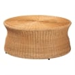 Pemberly Row Round Natural Rattan Coffee Table with Tapered Sides