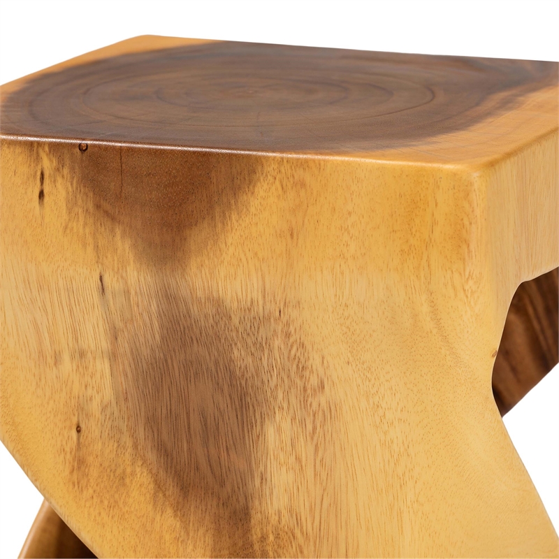 Pemberly Row Hand-Carved Suar Wood Twisted Openwork Side Table