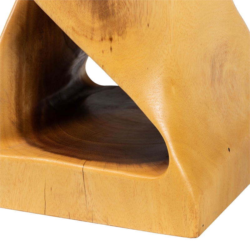 Pemberly Row Hand-Carved Suar Wood Twisted Openwork Side Table