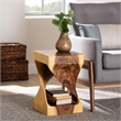 Pemberly Row Hand-Carved Suar Wood Twisted Openwork Side Table