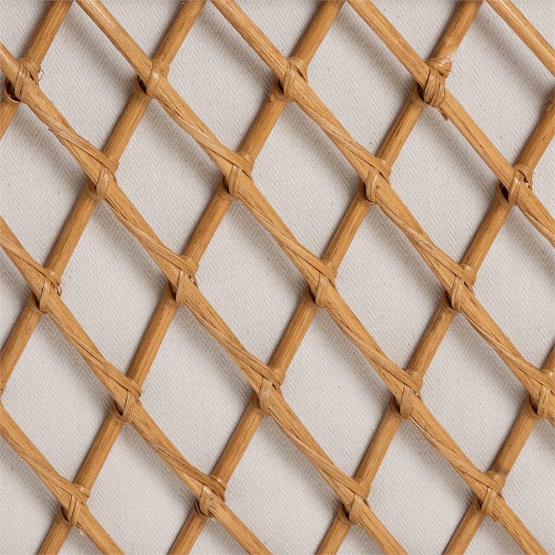 Pemberly Row Natural Rattan Lattice Daybed with Cushion and 2 Pillows