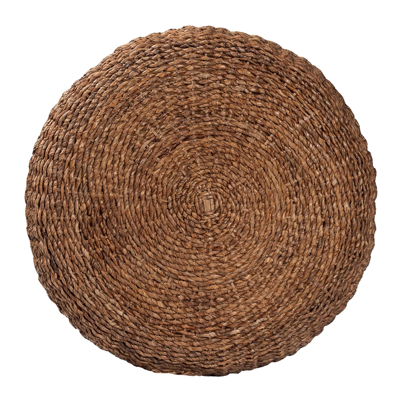 Pemberly Row Handwoven Seagrass Round Coffee Table with Turned Legs