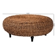 Pemberly Row Handwoven Seagrass Round Coffee Table with Turned Legs