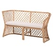 Pemberly Row Light Honey Rattan 3-Piece Dining Nook with Open Weave Benches