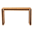 Pemberly Row Light Honey Rattan Openwork Console Table with Woven Exterior