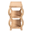 Pemberly Row Natural Rattan 3-Tier Console Table with Rounded Legs