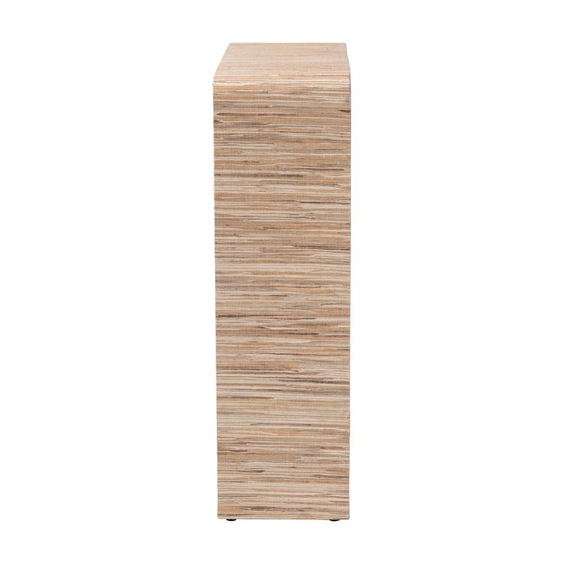 Pemberly Row Woven Grasscloth 2-Shelf Bookshelf with Rounded Corners