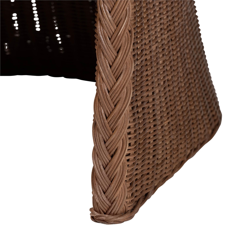 Pemberly Row Peanut Brown Braided Rattan Arm Chair with Cushion
