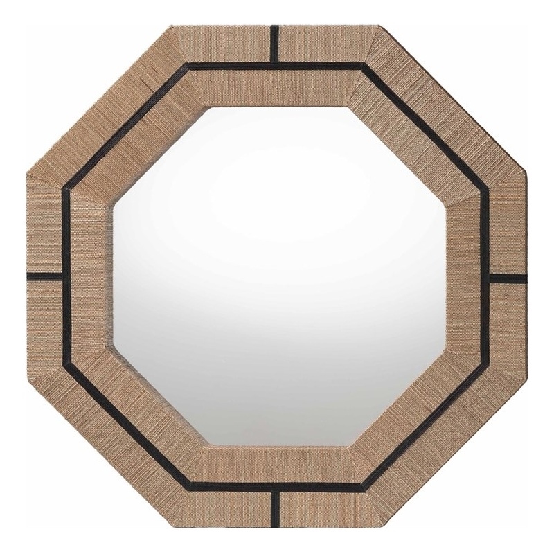 Pemberly Row Contemporary Woven Grasscloth Octagon Accent Wall Mirror