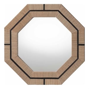 Pemberly Row Contemporary Woven Grasscloth Octagon Accent Wall Mirror