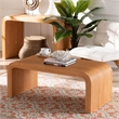 Pemberly Row Light Honey Fluted Rattan Waterfall Coffee Table