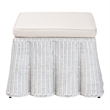 Pemberly Row White Scalloped Rattan Round Ottoman with Cushion