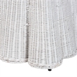 Pemberly Row White Scalloped Rattan Round Ottoman with Cushion