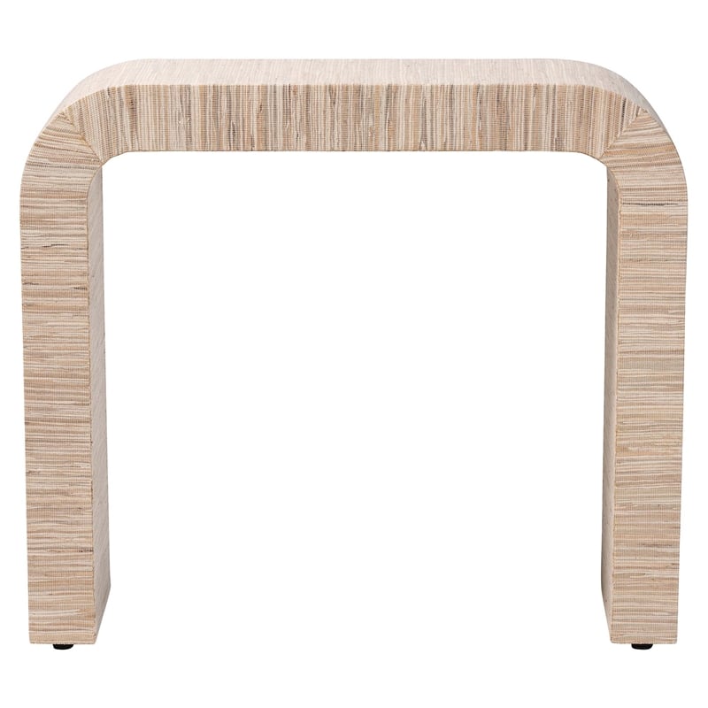 Pemberly Row Woven Grasscloth Waterfall Console Table with Rubber Feet