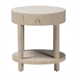 Pemberly Row Woven Grasscloth 1-Drawer Nightstand with Round Top