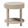 Pemberly Row Woven Grasscloth 1-Drawer Nightstand with Round Top