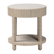 Pemberly Row Woven Grasscloth 1-Drawer Nightstand with Round Top