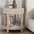 Pemberly Row Woven Grasscloth 1-Drawer Nightstand with Round Top