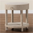 Pemberly Row Woven Grasscloth 1-Drawer Nightstand with Round Top