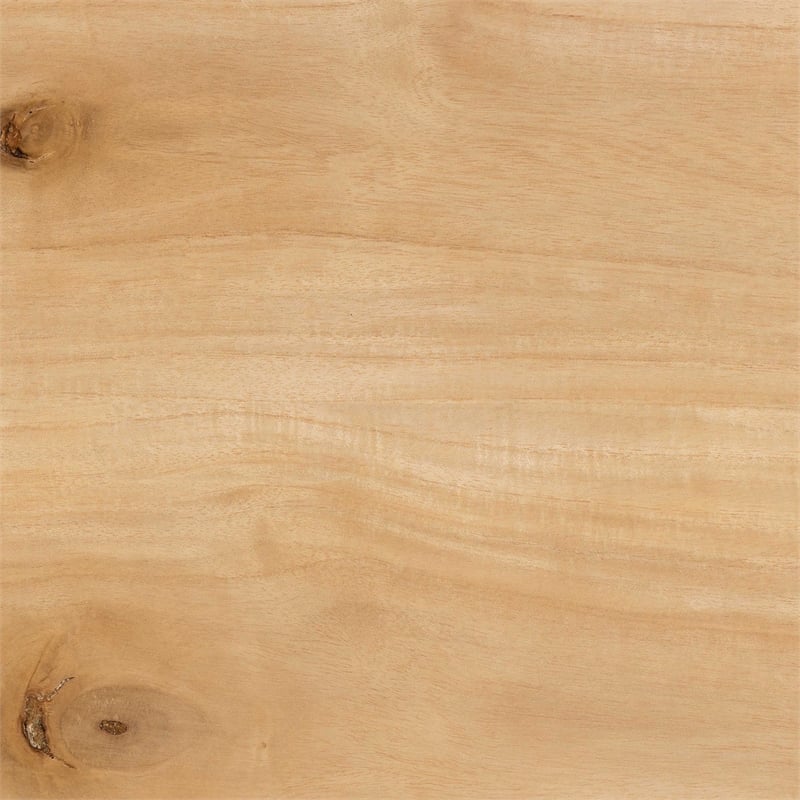Pemberly Row Contemporary Slatted Acacia Wood Round Pedestal End Table
